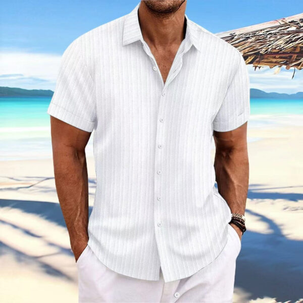Camisas para hombre. 2025 verano nuevas camisas de manga corta con solapa de color liso - Image 2