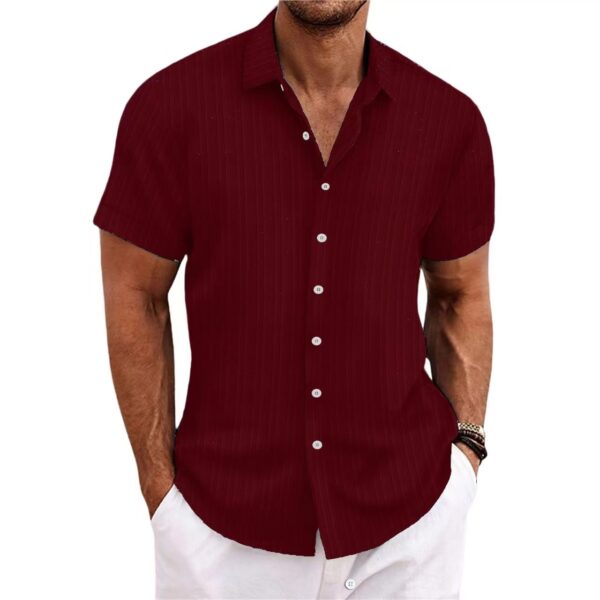 Camisas para hombre. 2025 verano nuevas camisas de manga corta con solapa de color liso - Image 9