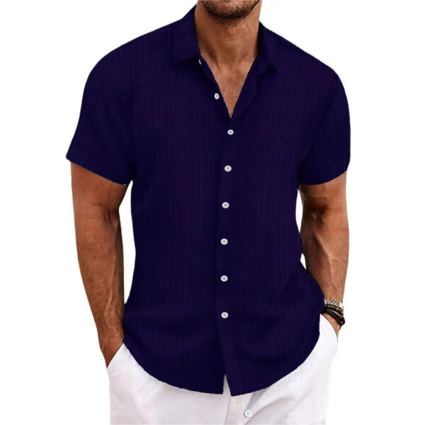 Camisas para hombre. 2025 verano nuevas camisas de manga corta con solapa de color liso - Image 3