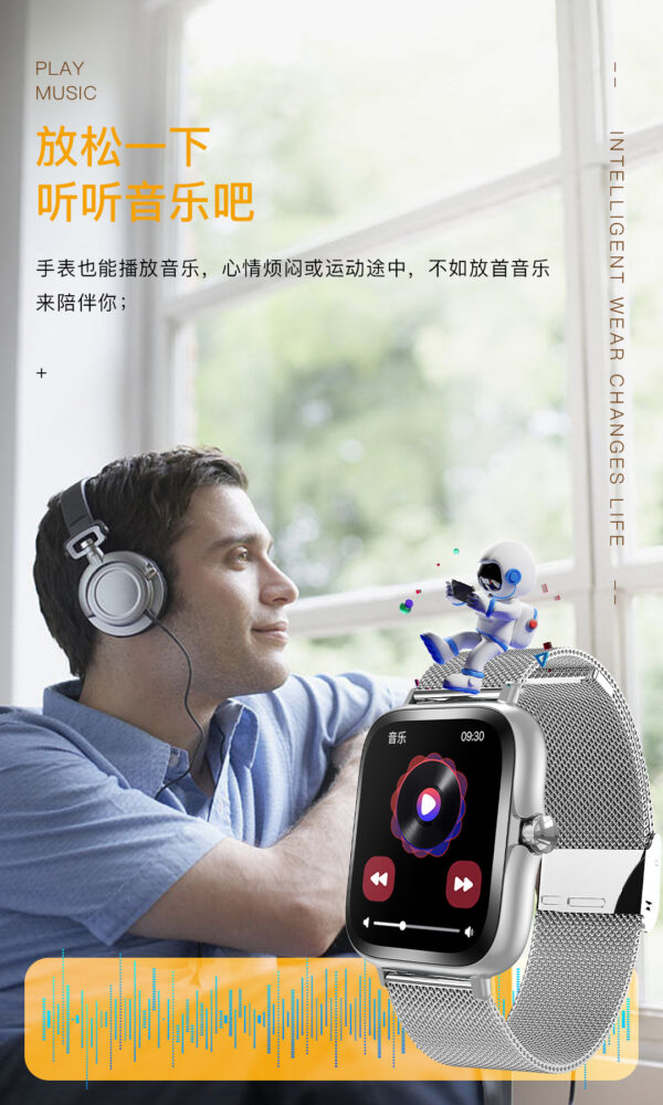 ️correa de acero reloj  Android , inteligente monitoreo de frecuencia cardíaca llamada Bluetooth reloj multifunción.  reloj ️ inteligente - Image 6