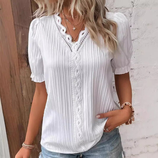 2025 Verano Nuevo resort Moda, Blusa Recorte Manga corta. Camisas de mujer europeas y americanas
