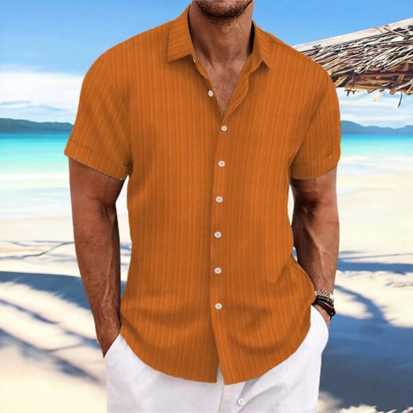 Camisas para hombre. 2025 verano nuevas camisas de manga corta con solapa de color liso - Image 6