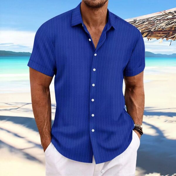 Camisas para hombre. 2025 verano nuevas camisas de manga corta con solapa de color liso - Image 8