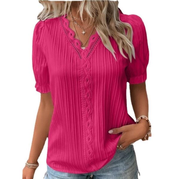 2025 Verano Nuevo resort Moda, Blusa Recorte Manga corta. Camisas de mujer europeas y americanas - Image 4