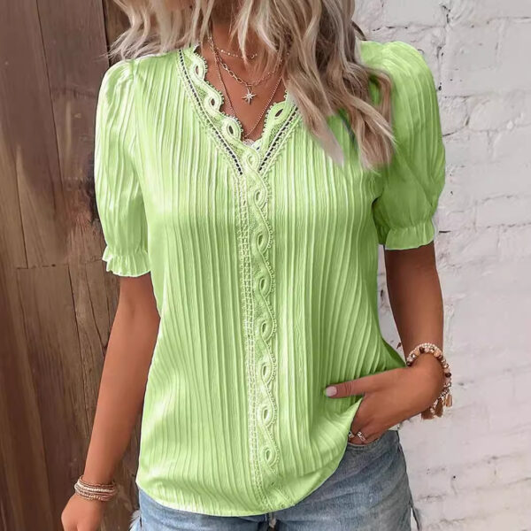 2025 Verano Nuevo resort Moda, Blusa Recorte Manga corta. Camisas de mujer europeas y americanas - Image 3
