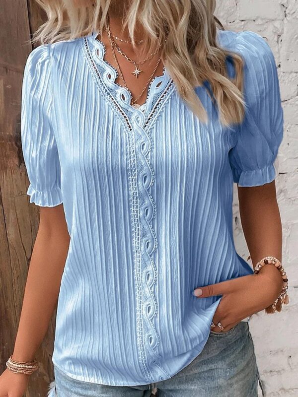 2025 Verano Nuevo resort Moda, Blusa Recorte Manga corta. Camisas de mujer europeas y americanas - Image 5