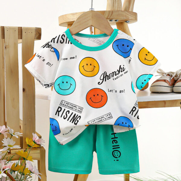 Traje de manga corta para niños algodón puro verano nuevos pantalones cortos para niños y niñas versión delgada de ropa para niños ropa de verano para bebés - Image 5