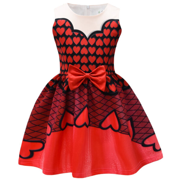 vestidos de niña con estampado de dibujos animados de impresión digital Vestidos de lazo para niñas. - Image 3