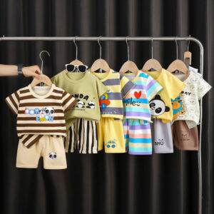 Traje de manga corta para niños algodón puro verano nuevos pantalones cortos para niños y niñas versión delgada de ropa para niños ropa de verano para bebés