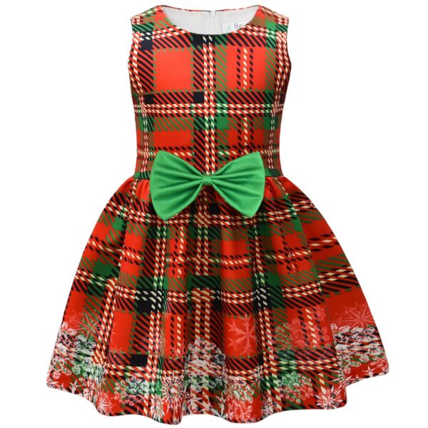 vestidos de niña con estampado de dibujos animados de impresión digital Vestidos de lazo para niñas. - Image 5