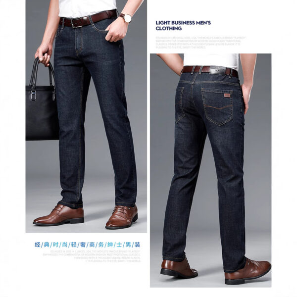 Jeans para hombre rectos otoño invierno gruesos para hombre trabador de lucir casual,estilo vaqueros de colres fijos. - Image 2
