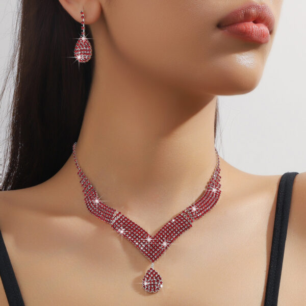 Conjunto de pendientes de collar de imitación de diamantes, completos explosivos  joyería nupcial de mujer de alta gama joyeria fina - Image 3