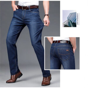 Jeans para hombre rectos otoño invierno gruesos para hombre trabador de lucir casual,estilo vaqueros de colres fijos.