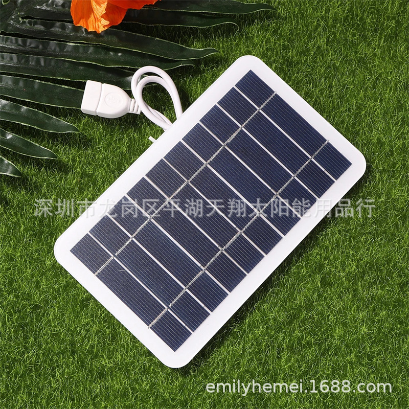 Panel fotovoltaico de carga de emergencia solar de 2W 5V Salida USB para al aire libre carga teléfono móvil para viajes - Image 2