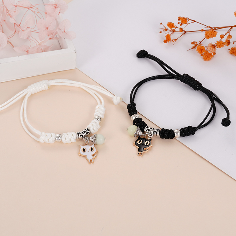 Pulsera de pareja, cuentas luminosas hechas a mano, Pulsera de novia mariposa de bloqueo de amor ajustable creativa relación.