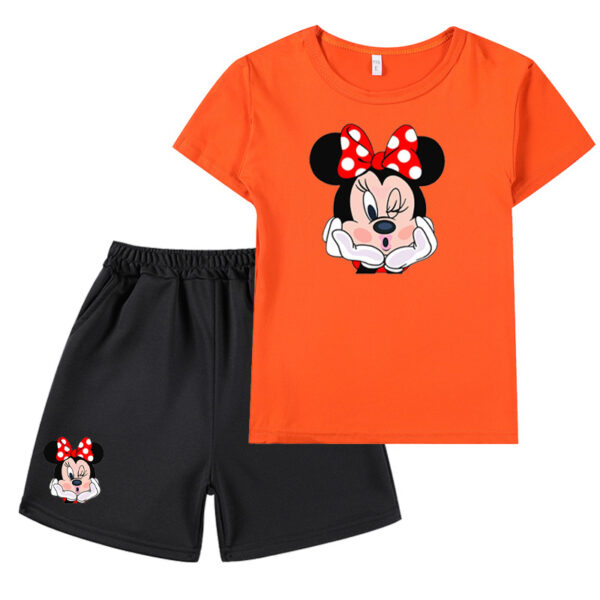 Venta caliente traje de Mickey Mouse dibujos animados impresión gráfica niños medianos y grandes camiseta de manga corta + traje corto - Image 6