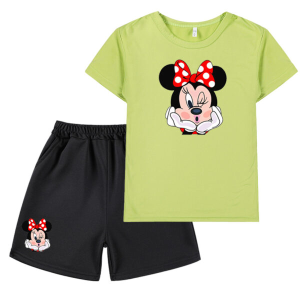 Venta caliente traje de Mickey Mouse dibujos animados impresión gráfica niños medianos y grandes camiseta de manga corta + traje corto - Image 4