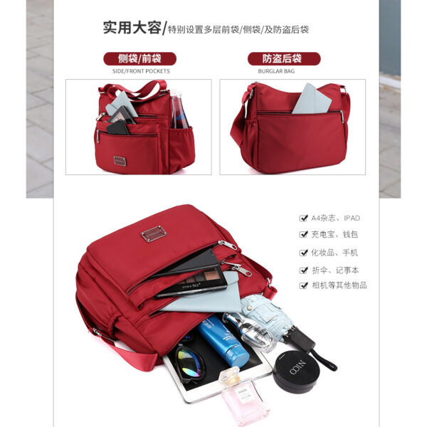 Bolso de hombro de moda, bolso de mujer de tela de nailon simple para mujer, bolso bandolera de gran capacidad, lujo ligero, bolso cambiador de mediana edad de alta gama - Image 3