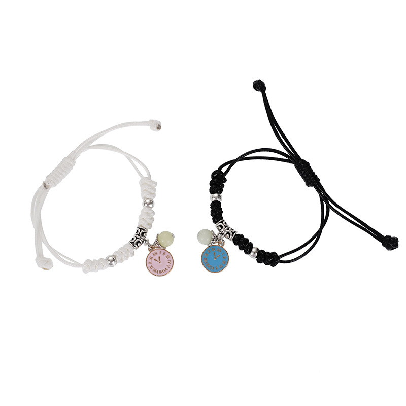 Pulsera de pareja, cuentas luminosas hechas a mano, Pulsera de novia mariposa de bloqueo de amor ajustable creativa relación. - Image 5