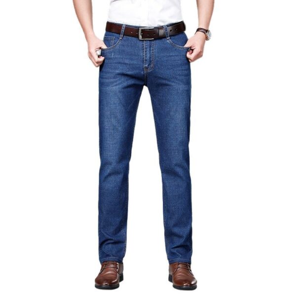 Jeans para hombre rectos otoño invierno gruesos para hombre trabador de lucir casual,estilo vaqueros de colres fijos. - Image 5