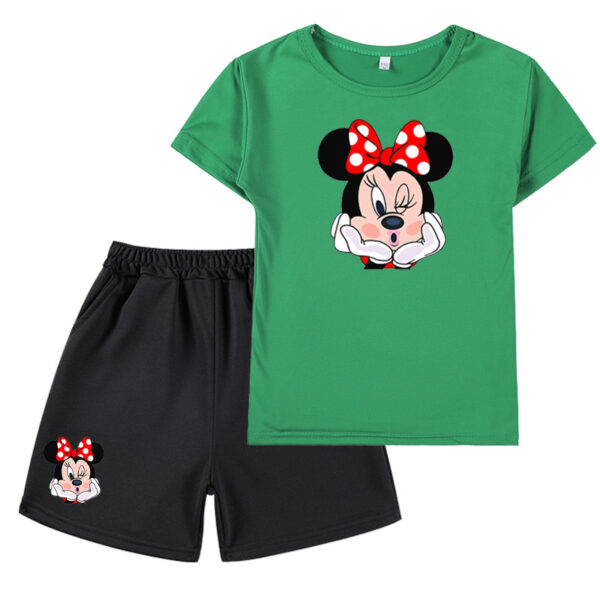 Venta caliente traje de Mickey Mouse dibujos animados impresión gráfica niños medianos y grandes camiseta de manga corta + traje corto - Image 5
