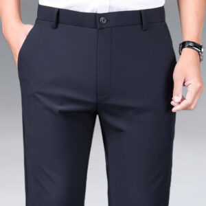 Pantalones elásticos de verano para hombre de pierna recta delgada suelta de negocios formal ajustado.