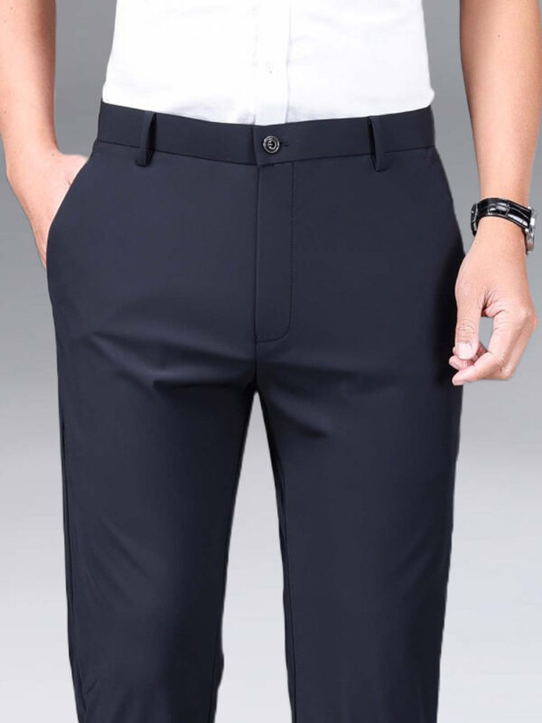 Pantalones elásticos de verano para hombre de pierna recta delgada suelta de negocios formal ajustado.