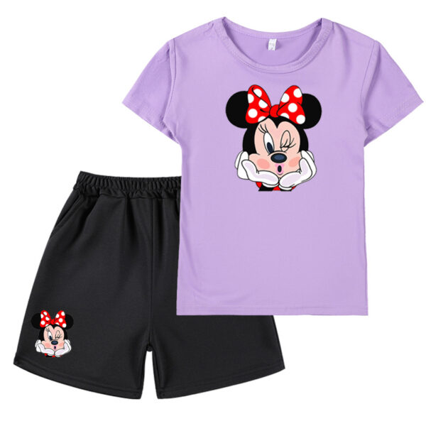 Venta caliente traje de Mickey Mouse dibujos animados impresión gráfica niños medianos y grandes camiseta de manga corta + traje corto - Image 7