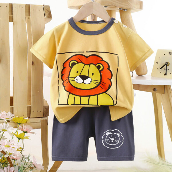 Traje de manga corta para niños algodón puro verano nuevos pantalones cortos para niños y niñas versión delgada de ropa para niños ropa de verano para bebés - Image 2