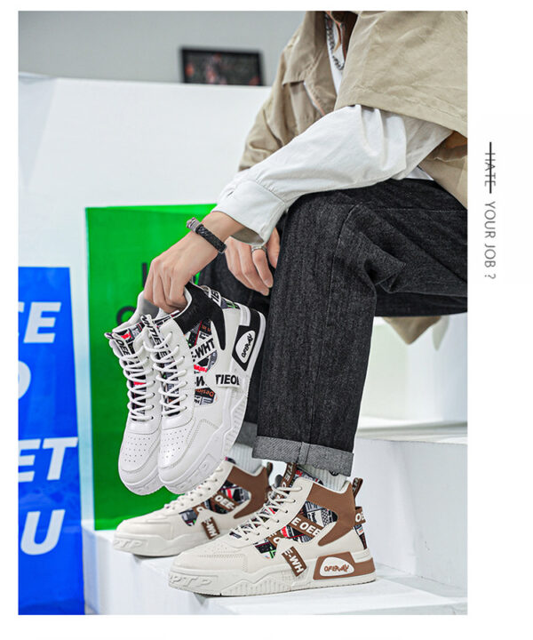 tallas grandes zapatos de hombre verano 2025 nueva tendencia deportes ocio zapatos de tabla alta transpirables y elevados zapatos blancos bkb - Image 4