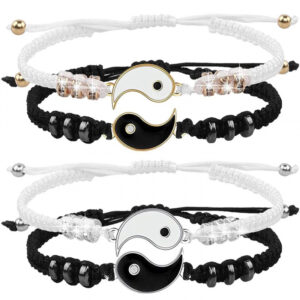 Pareja Pulseras Yin Yang Tai Chi Aleación.