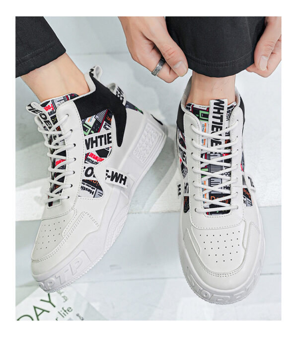 tallas grandes zapatos de hombre verano 2025 nueva tendencia deportes ocio zapatos de tabla alta transpirables y elevados zapatos blancos bkb - Image 5