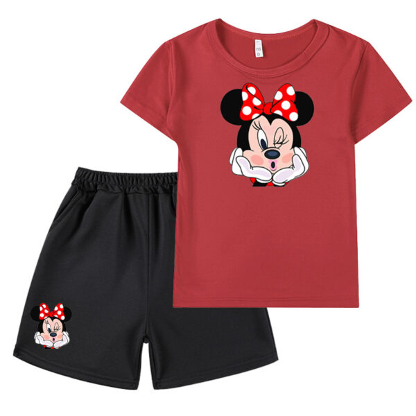 Venta caliente traje de Mickey Mouse dibujos animados impresión gráfica niños medianos y grandes camiseta de manga corta + traje corto - Image 10