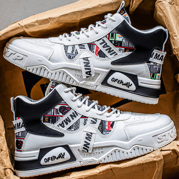 tallas grandes zapatos de hombre verano 2025 nueva tendencia deportes ocio zapatos de tabla alta transpirables y elevados zapatos blancos bkb - Image 2
