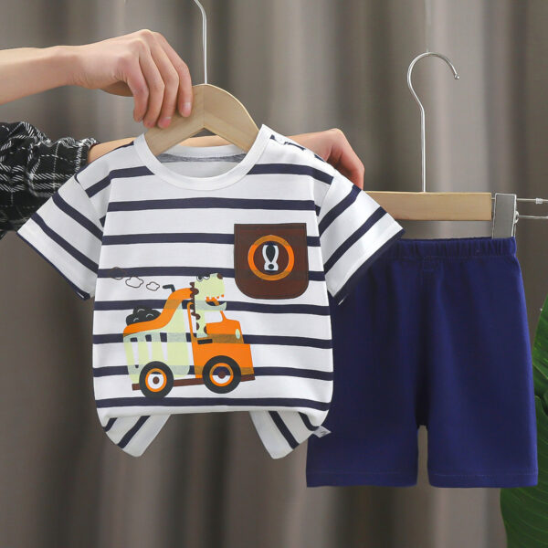 Trajes de manga corta para niños de verano Ropa de verano para niñas Camisetas para niños Ropa de bebé Conjunto de pantalones cortos coreanos para niños - Image 11