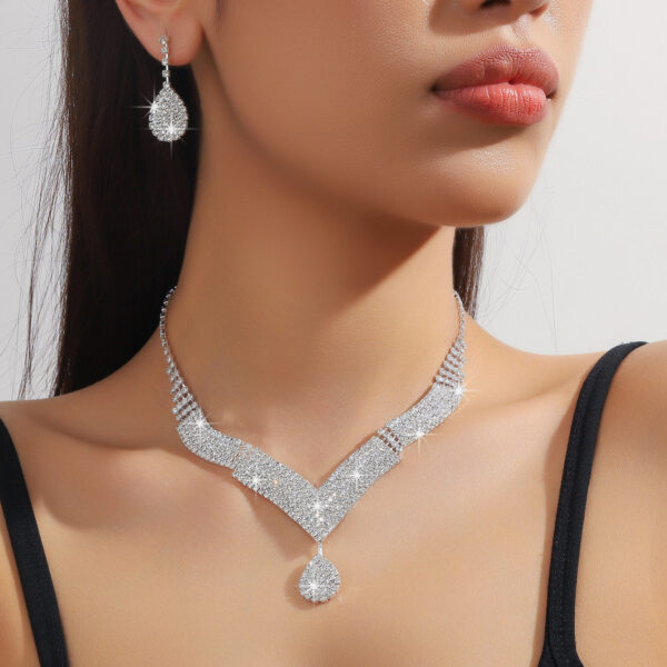 Conjunto de pendientes de collar de imitación de diamantes, completos explosivos  joyería nupcial de mujer de alta gama joyeria fina - Image 2