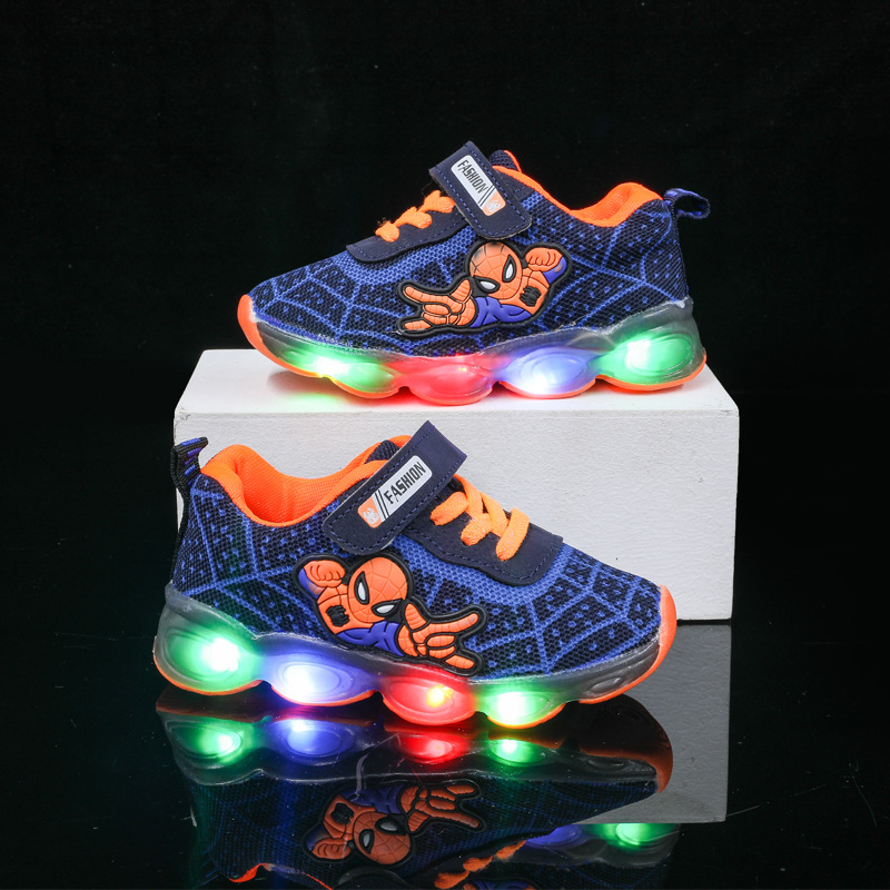 2025Primavera y Otoño Nuevos Niños de Dibujos Animados Zapatos de Malla Deportiva Iluminar Niños Malla Transpirable Luz LED Luz Zapatos para Niños - Image 2