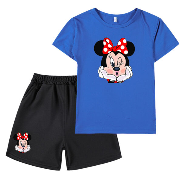 Venta caliente traje de Mickey Mouse dibujos animados impresión gráfica niños medianos y grandes camiseta de manga corta + traje corto - Image 8