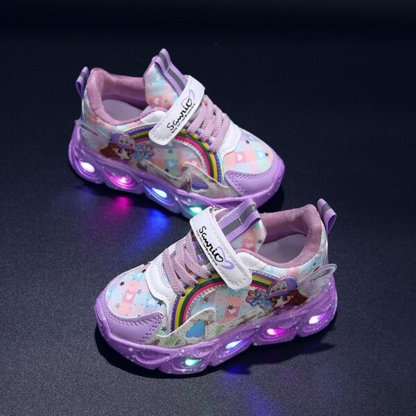 Zapatos de niña con luces, primavera y otoño, 2025, nuevas zapatillas infantiles casuales y cómodas de malla, brillo de dibujos animados para niñas - Image 4