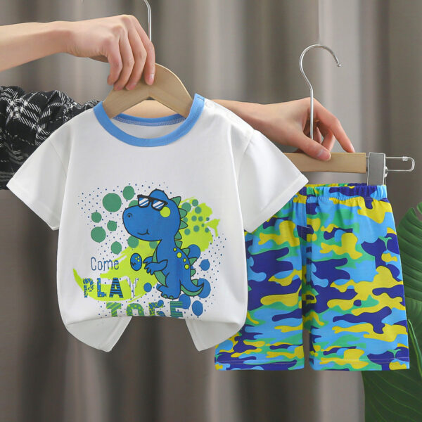 Trajes de manga corta para niños de verano Ropa de verano para niñas Camisetas para niños Ropa de bebé Conjunto de pantalones cortos coreanos para niños - Image 6