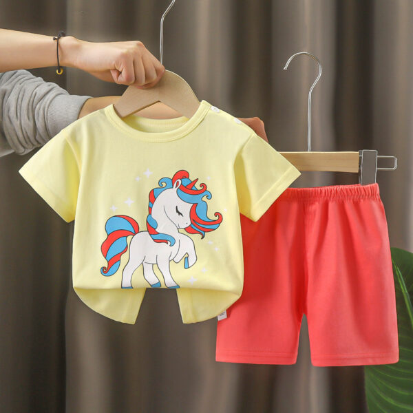 Trajes de manga corta para niños de verano Ropa de verano para niñas Camisetas para niños Ropa de bebé Conjunto de pantalones cortos coreanos para niños - Image 8