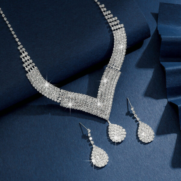 Conjunto de pendientes de collar de imitación de diamantes, completos explosivos  joyería nupcial de mujer de alta gama joyeria fina - Image 8