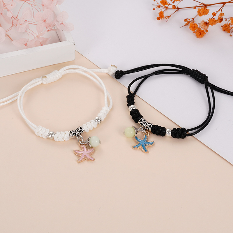 Pulsera de pareja, cuentas luminosas hechas a mano, Pulsera de novia mariposa de bloqueo de amor ajustable creativa relación. - Image 3