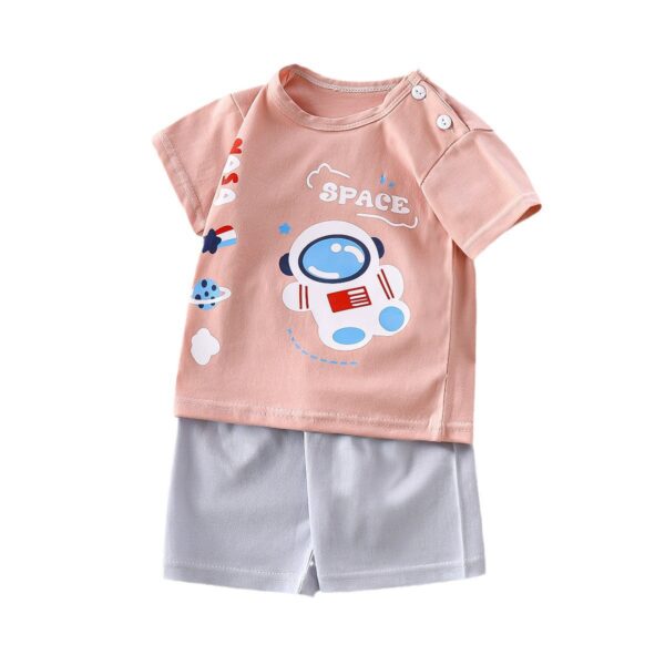 Trajes de manga corta para niños de verano Ropa de verano para niñas Camisetas para niños Ropa de bebé Conjunto de pantalones cortos coreanos para niños - Image 2