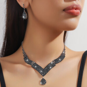 Conjunto de pendientes de collar de imitación de diamantes, completos explosivos  joyería nupcial de mujer de alta gama joyeria fina
