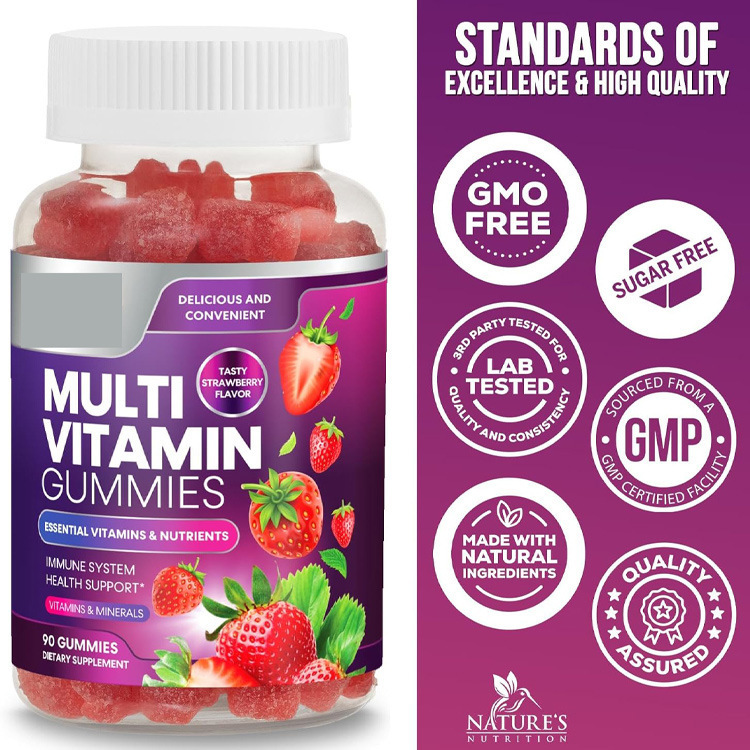 hot multivitamin gummies Multi vitamin Fudge men's and women's factory processing custom 90 gummies - Image 4