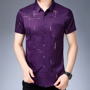 Verano 2026camisa de manga corta de hombre camisa estampada business casual Outfit. top de manga media