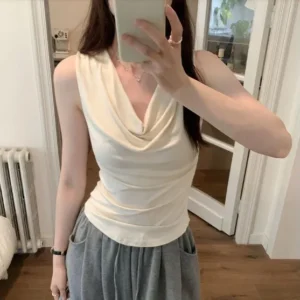 Desire Babes Sexy Sin Mangas Swing Neck Vest Camiseta de Verano Nuevo Estilo , Tops Dulces y Picantes Camisas