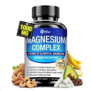 Cápsulas complejas de magnesio, suplemento de 1000MG para relajación muscular, alivia el estrés, suplemento dietético para la salud de los huesos musculares.
